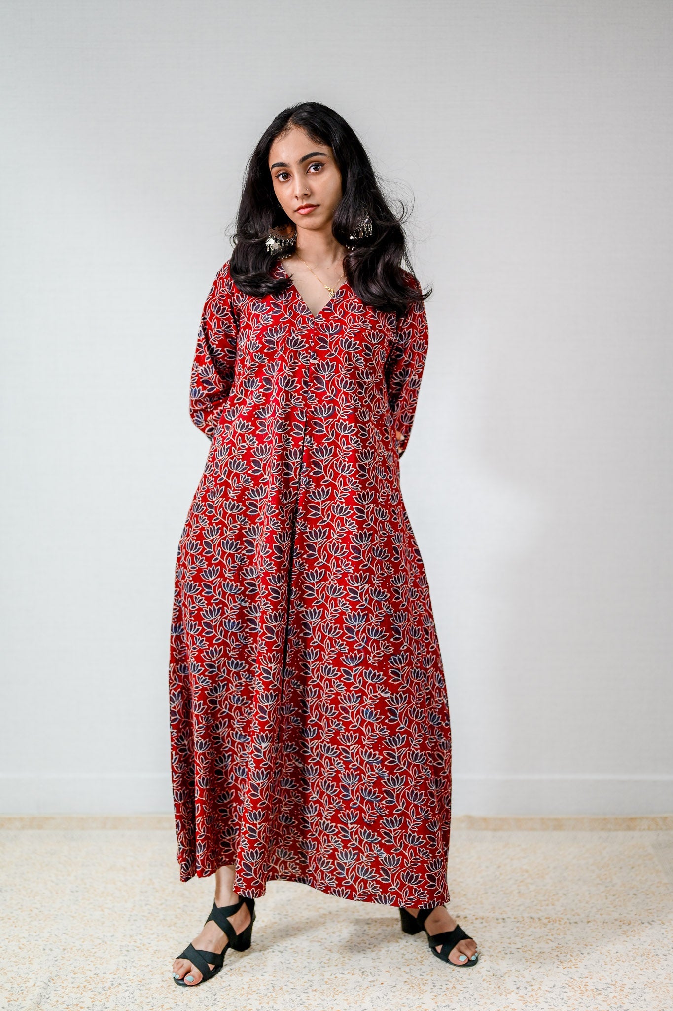 Meherika Madder Red Ajrakh Dress - Lobha Deepthis