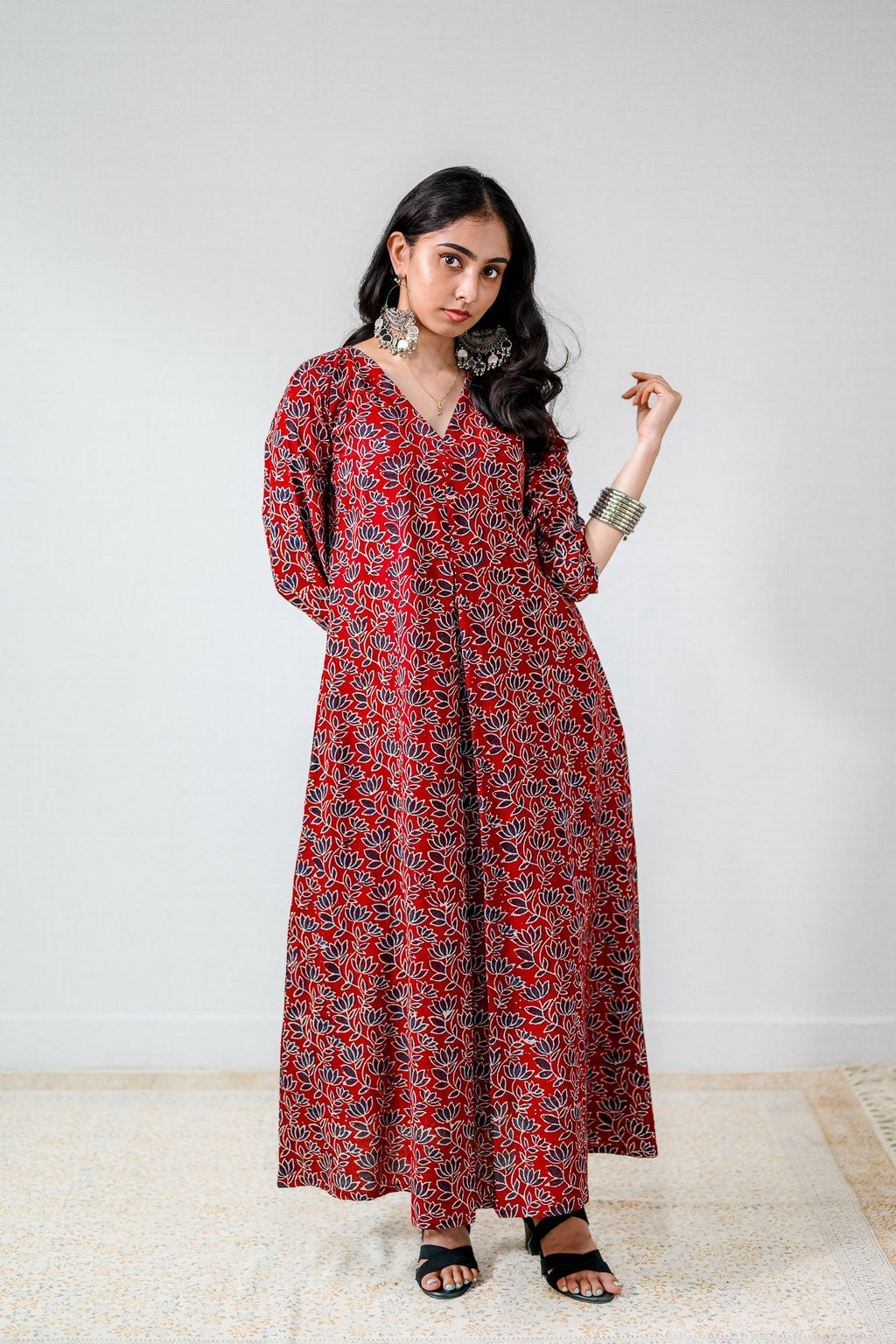 Meherika Madder Red Ajrakh Dress - Lobha Deepthis