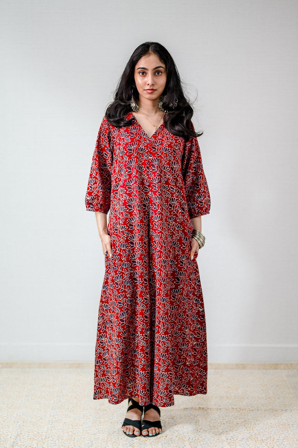 Meherika Madder Red Ajrakh Dress - Lobha Deepthis