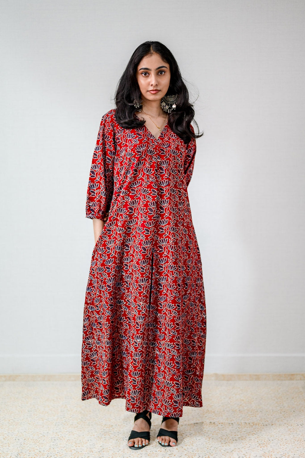 Meherika Madder Red Ajrakh Dress - Lobha Deepthis