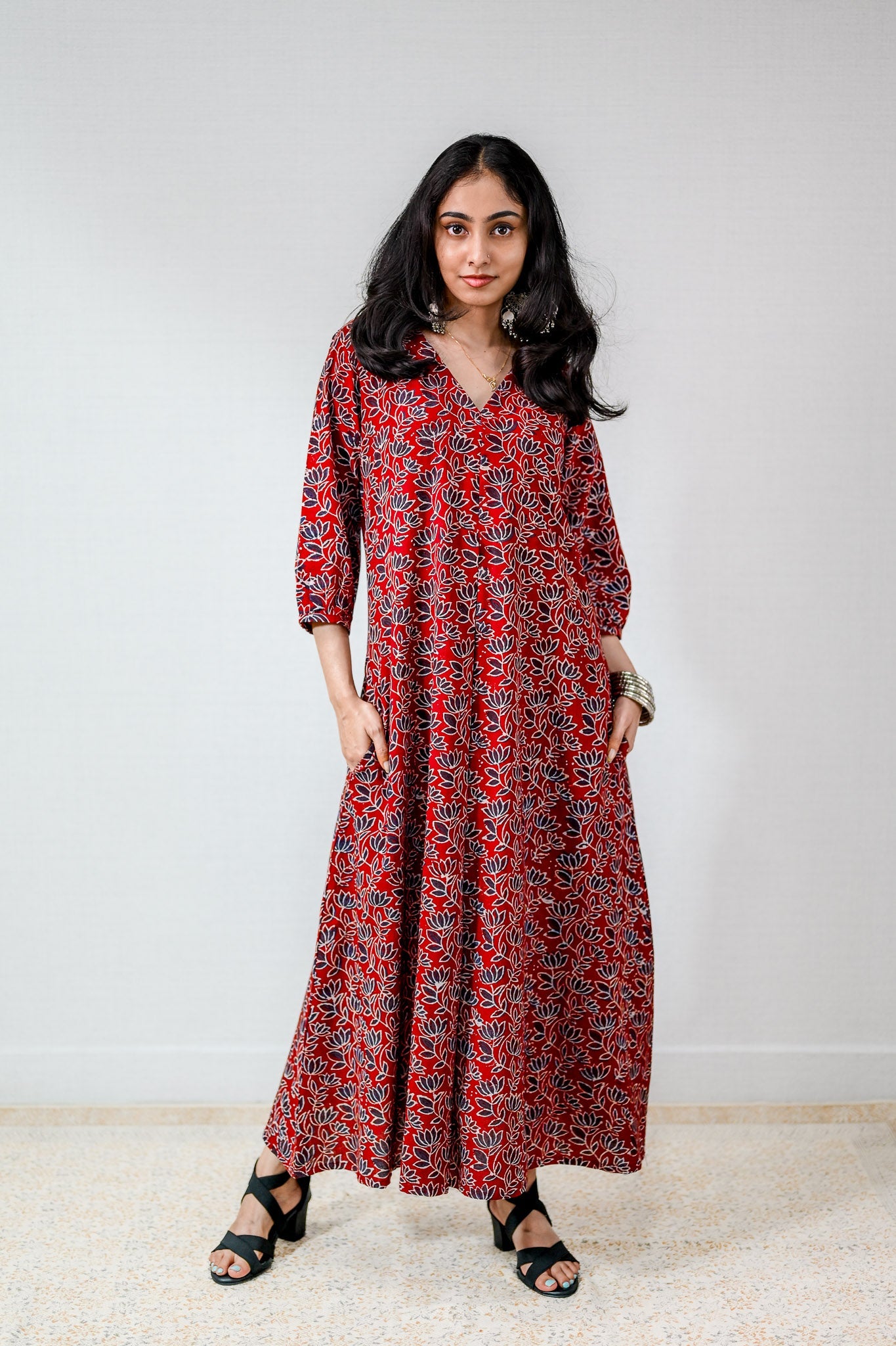 Meherika Madder Red Ajrakh Dress - Lobha Deepthis