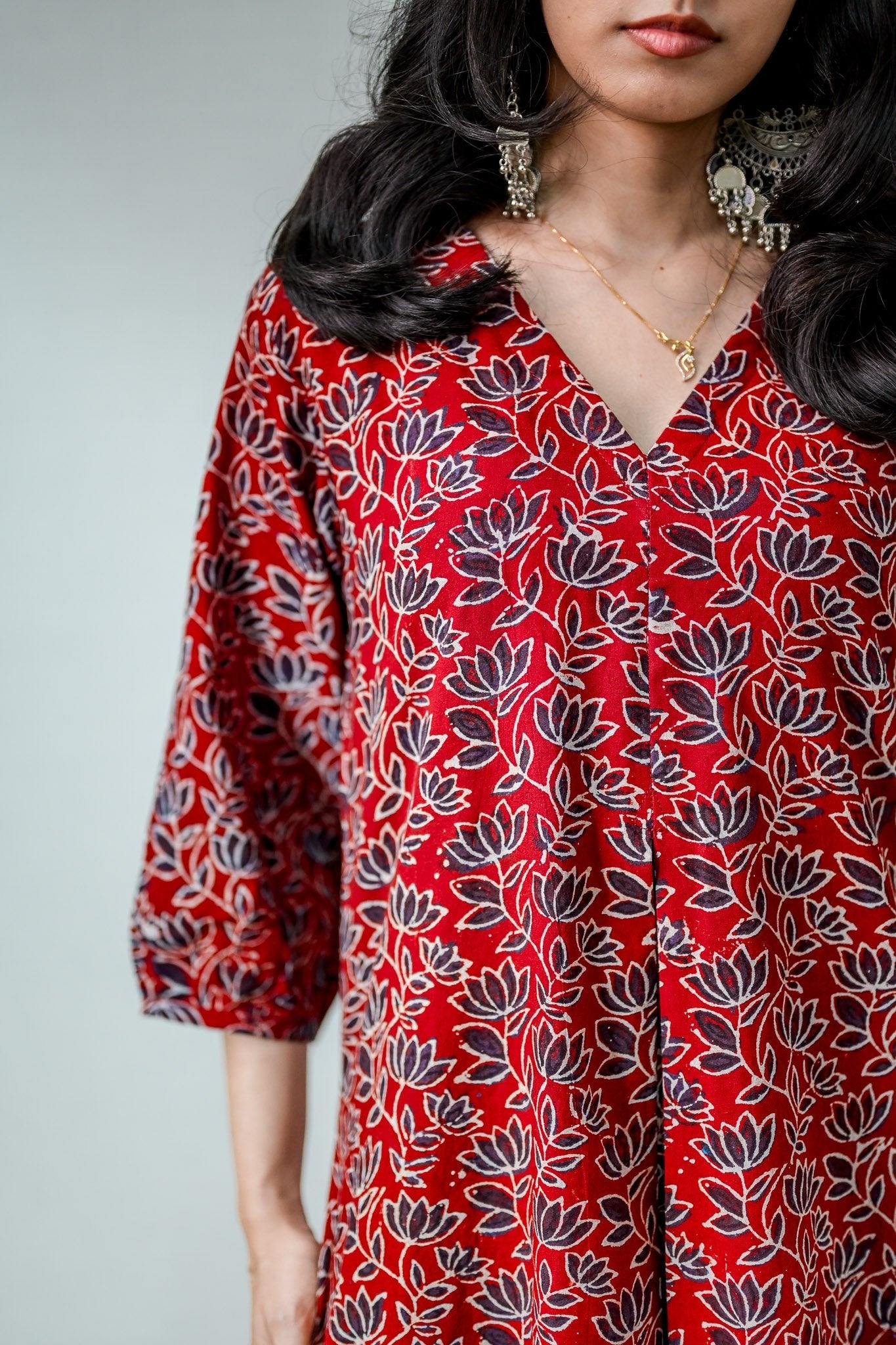 Meherika Madder Red Ajrakh Dress - Lobha Deepthis