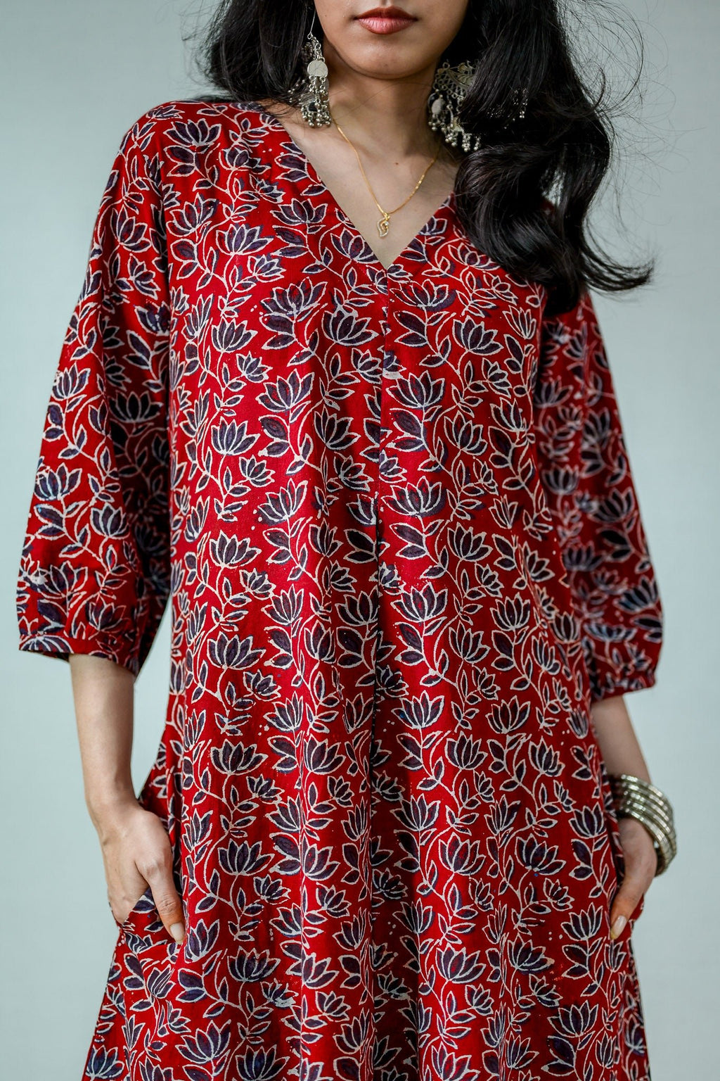 Meherika Madder Red Ajrakh Dress - Lobha Deepthis