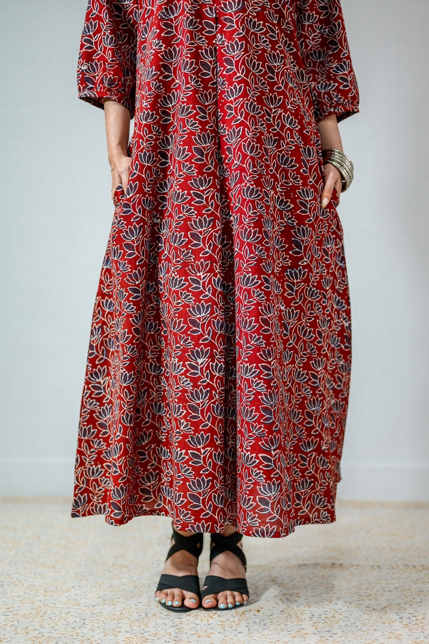 Meherika Madder Red Ajrakh Dress - Lobha Deepthis