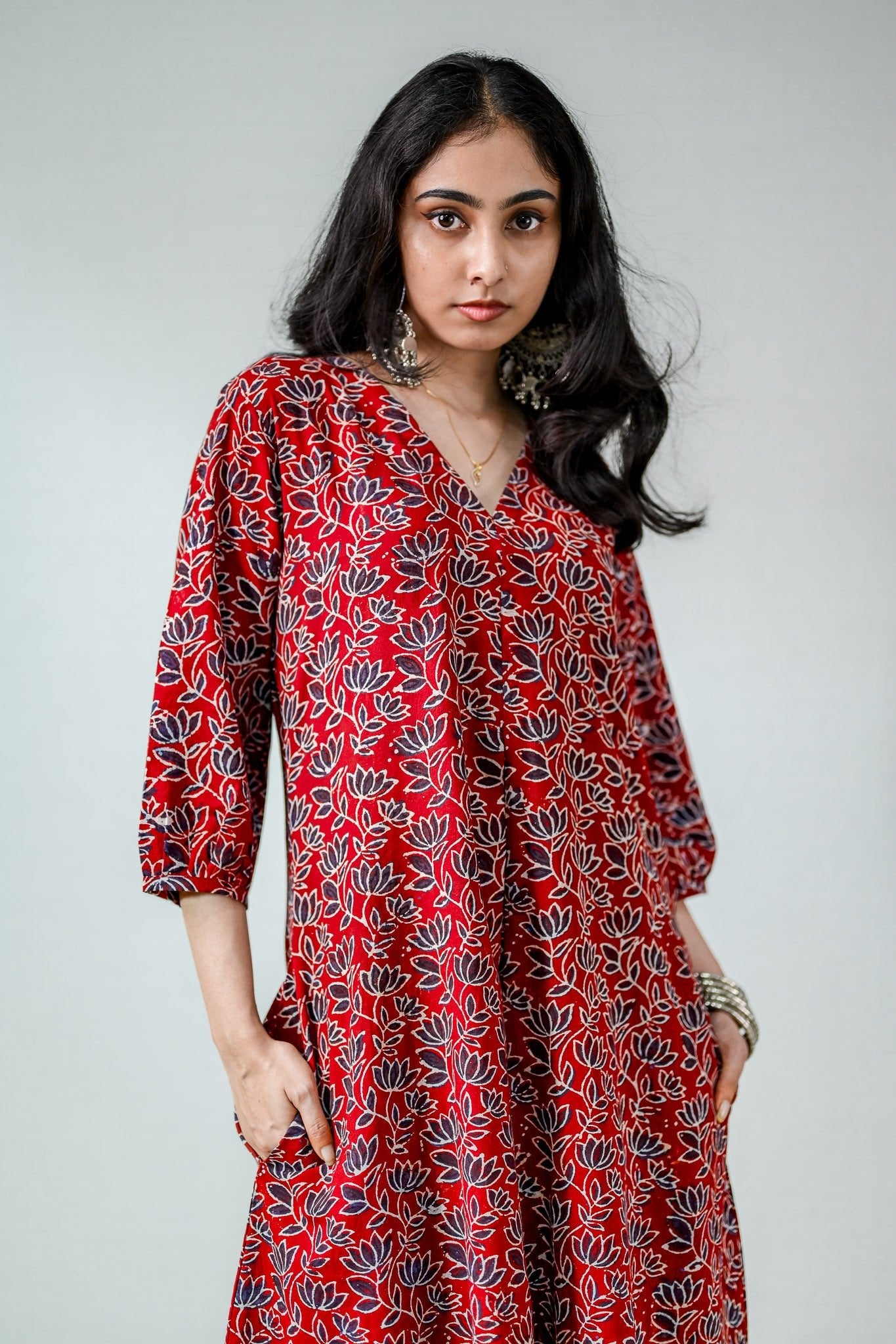 Meherika Madder Red Ajrakh Dress - Lobha Deepthis