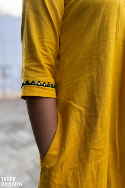 Mirrors on Mustard Dress - Lobha Deepthis