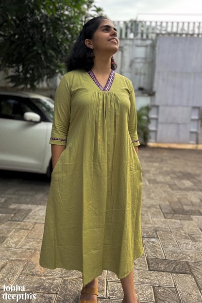 Mirrors on Pista Dress - Lobha Deepthis