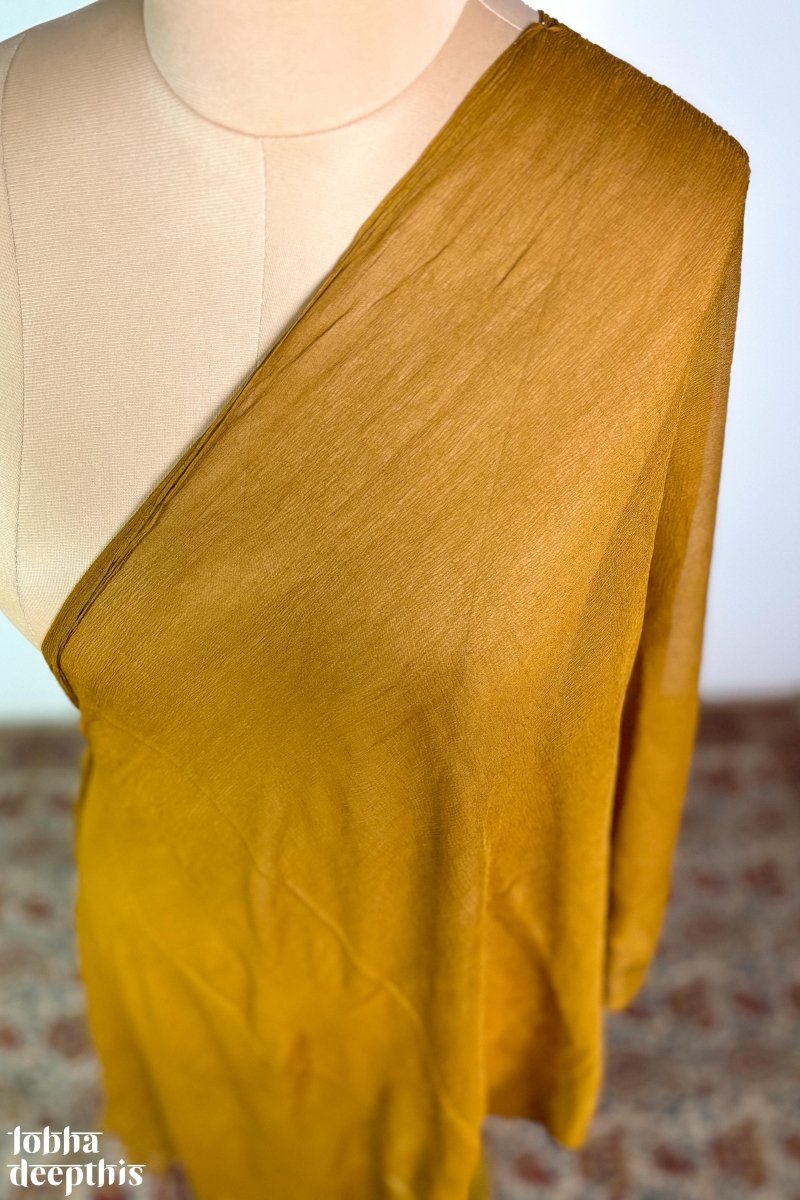 Mustard Yellow Chiffon Plain Dupatta - Lobha Deepthis