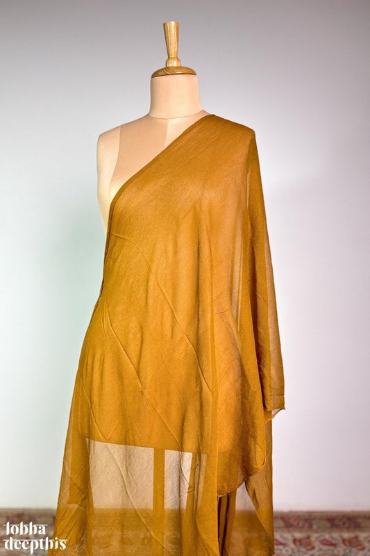 Mustard Yellow Chiffon Plain Dupatta - Lobha Deepthis