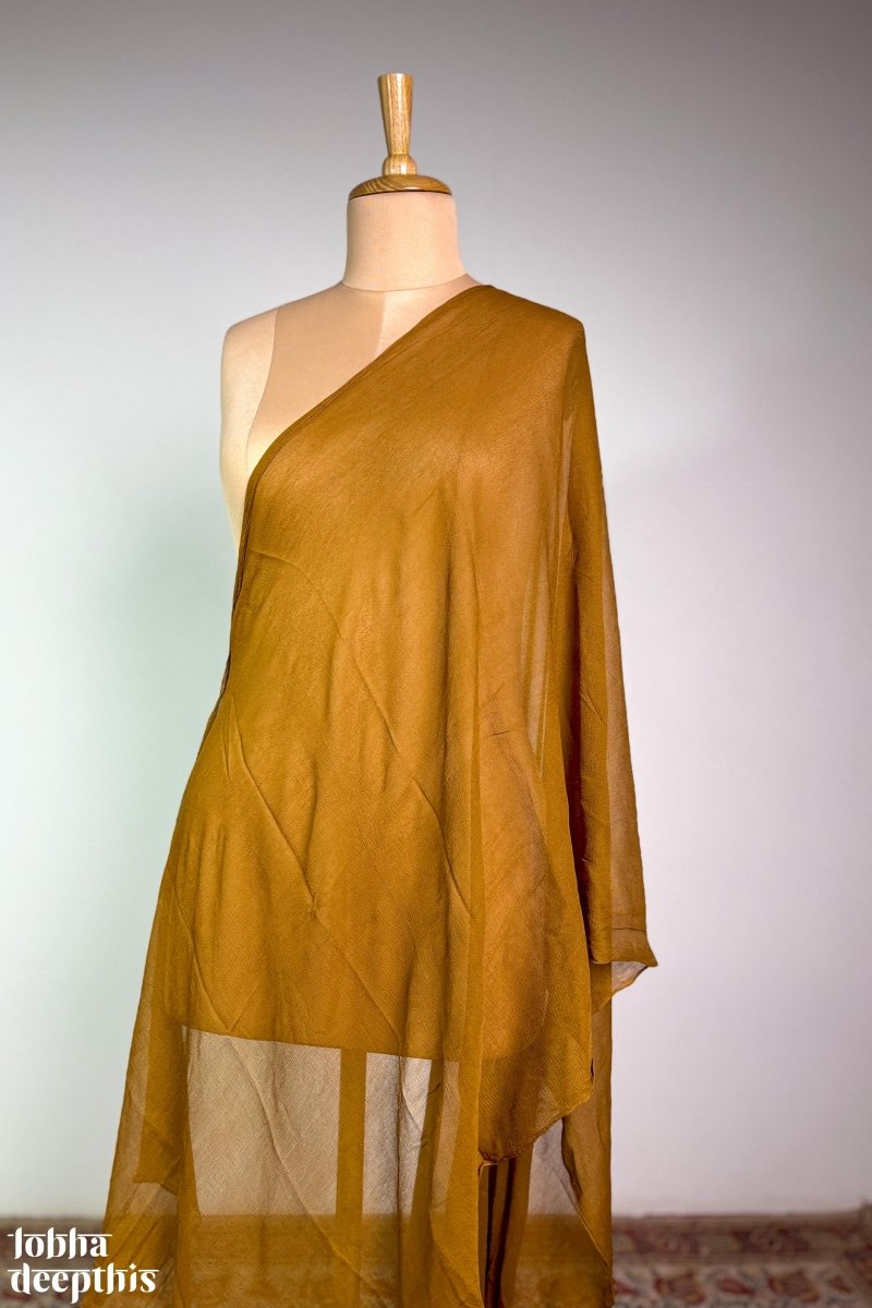 Mustard Yellow Chiffon Plain Dupatta - Lobha Deepthis