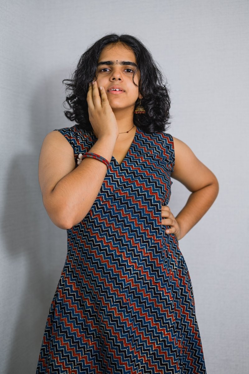 Nilara Ajrakh Stripes Dress - Lobha Deepthis