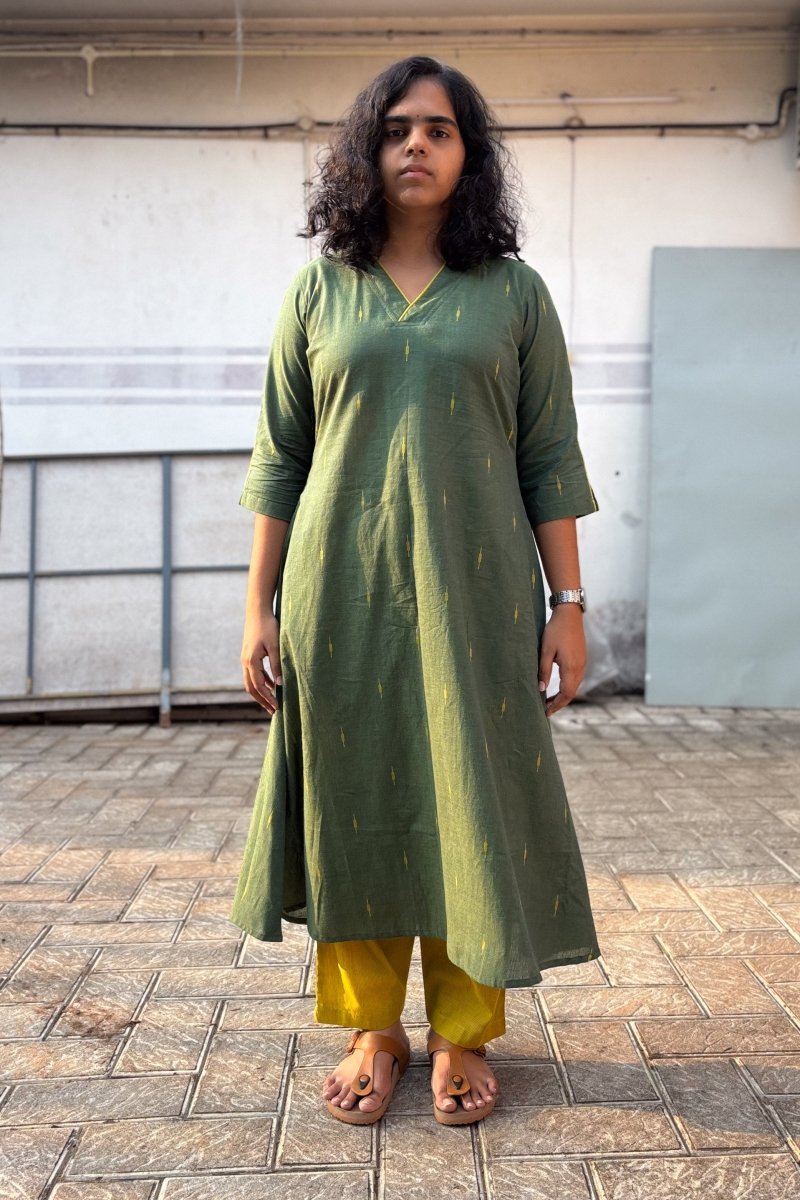 Olive South Cotton Aline Kurta - Lobha Deepthis