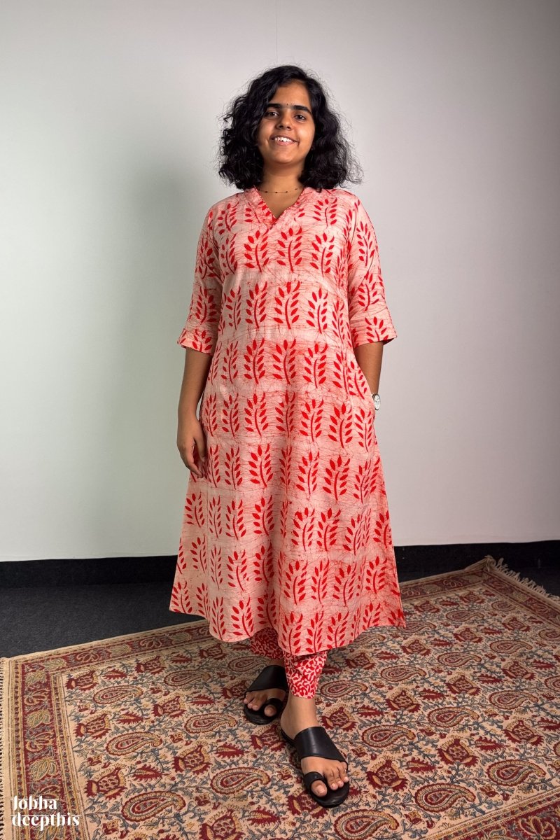 Orange Haze Batik Kurta - Lobha Deepthis