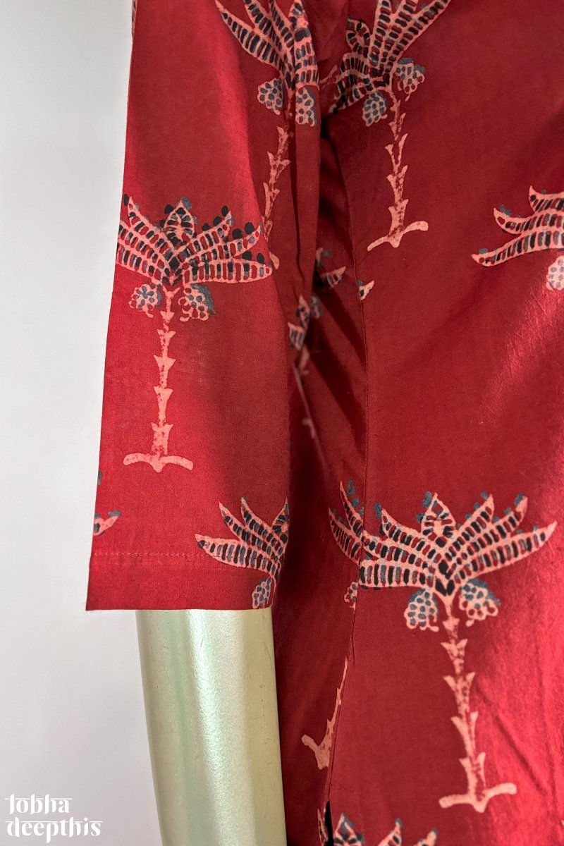 Palms on Madder Straight Kurta - Lobha Deepthis