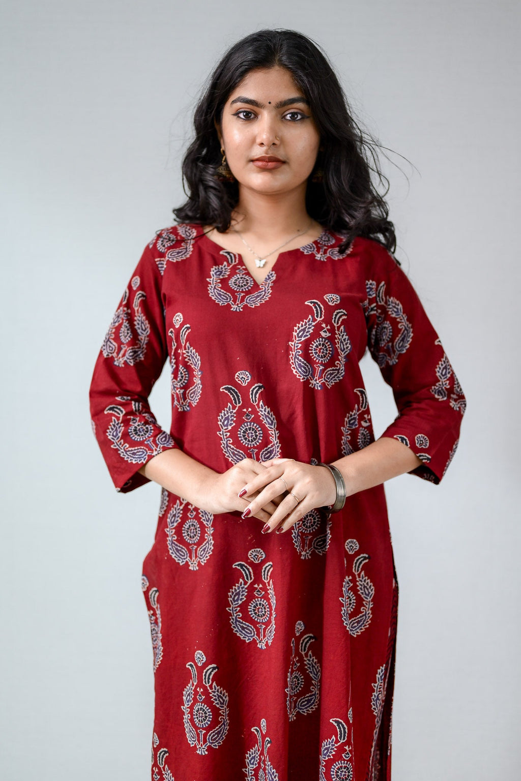 Pankhuri Madder Red Ajrakh Kurta - Lobha Deepthis
