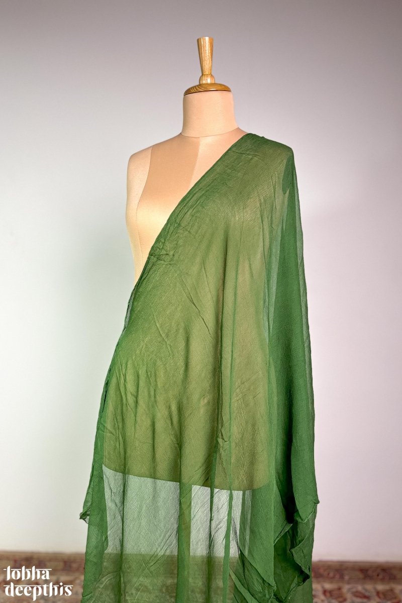 Parrot Green Chiffon Plain Dupatta - Lobha Deepthis