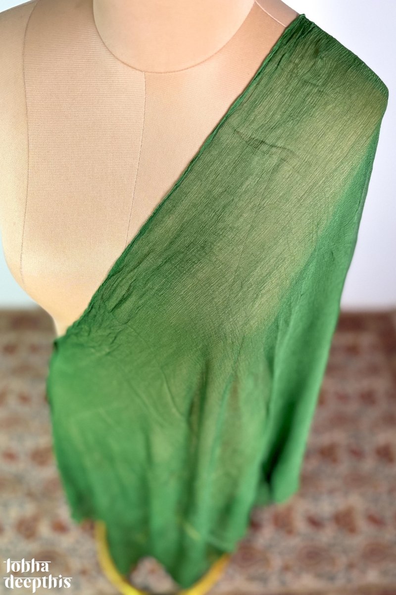 Parrot Green Chiffon Plain Dupatta - Lobha Deepthis