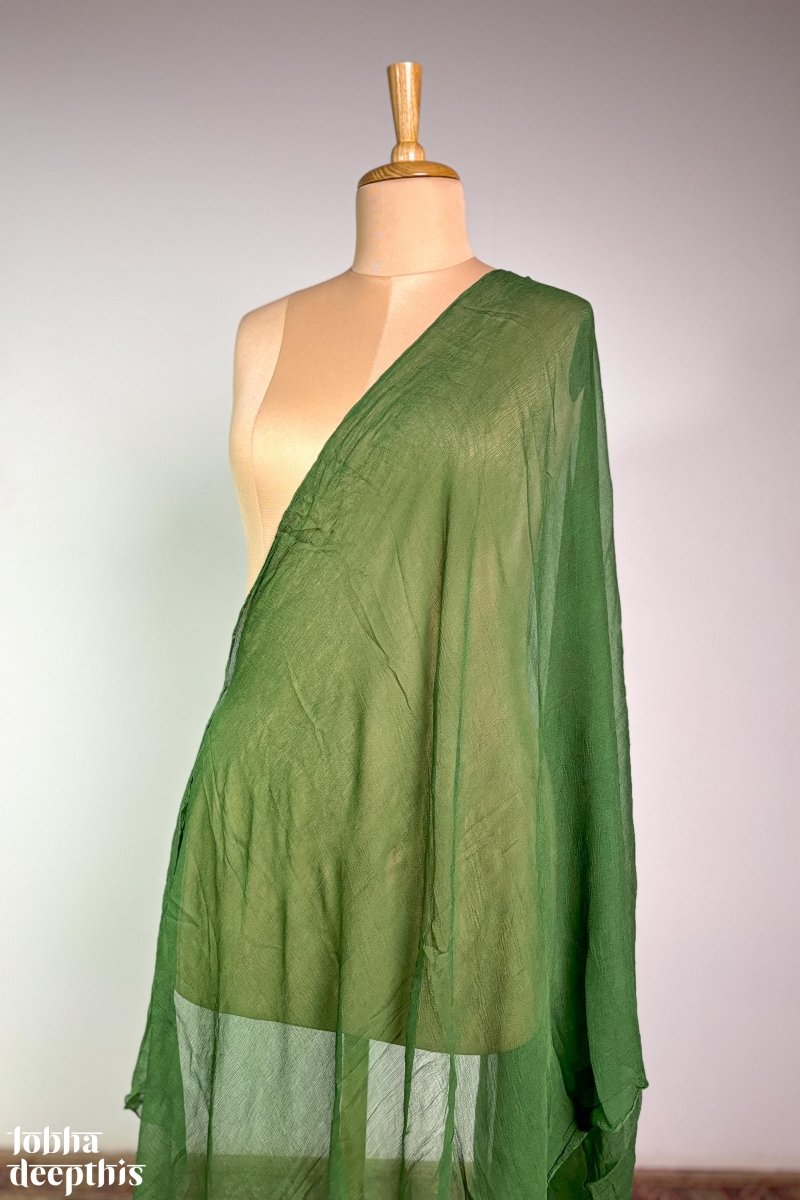 Parrot Green Chiffon Plain Dupatta - Lobha Deepthis