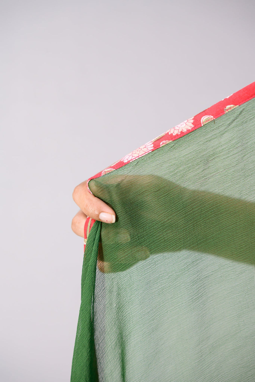 Parrot Green Chiffon Plain Dupatta with Border - Lobha Deepthis
