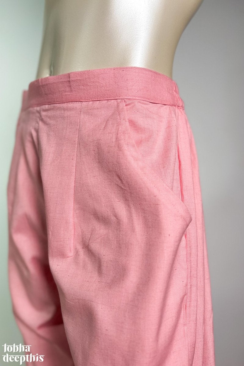 Peach Pink Cotton Flax Pencil Pants - Lobha Deepthis