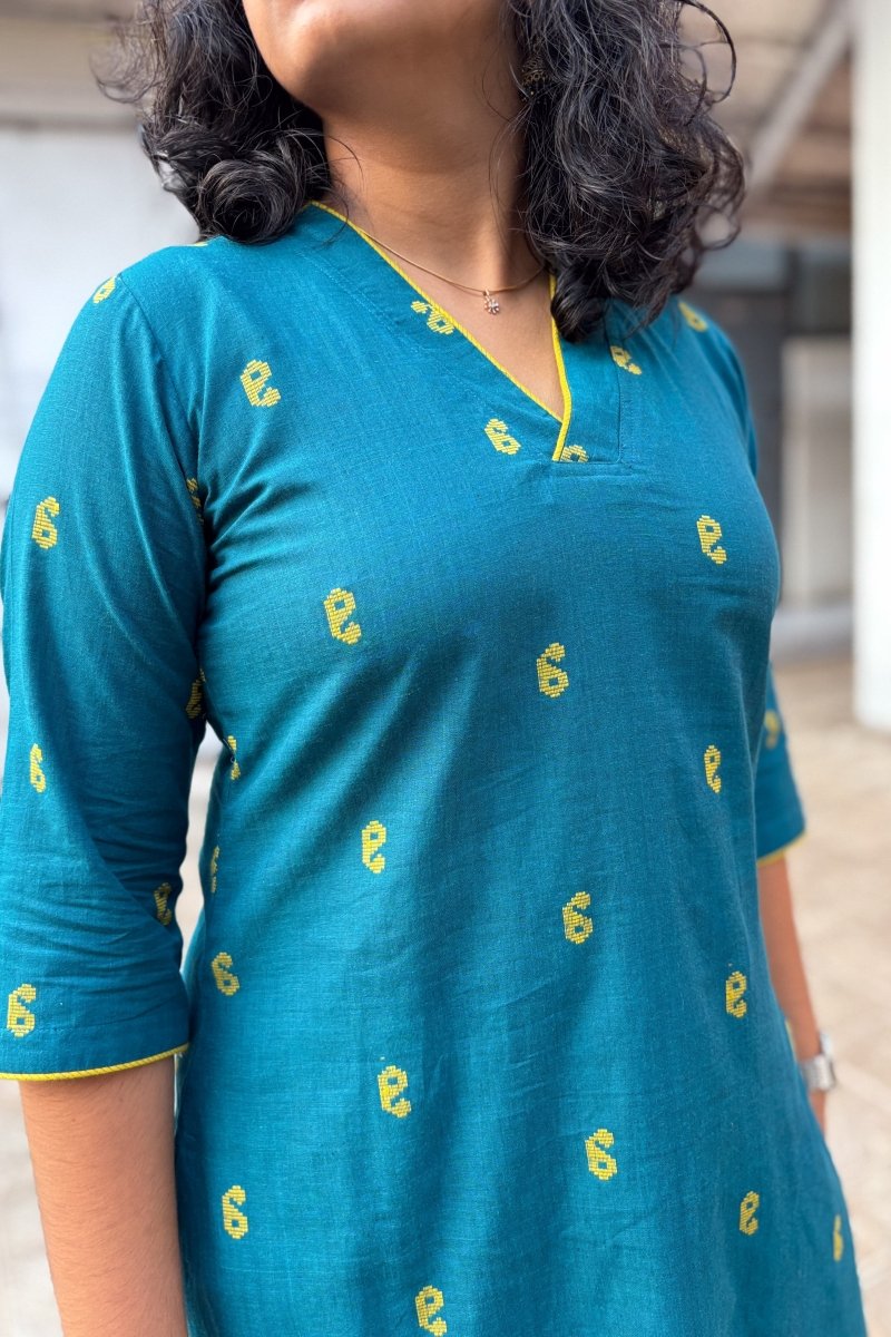 Peacock South Cotton Straight Kurta - Lobha Deepthis