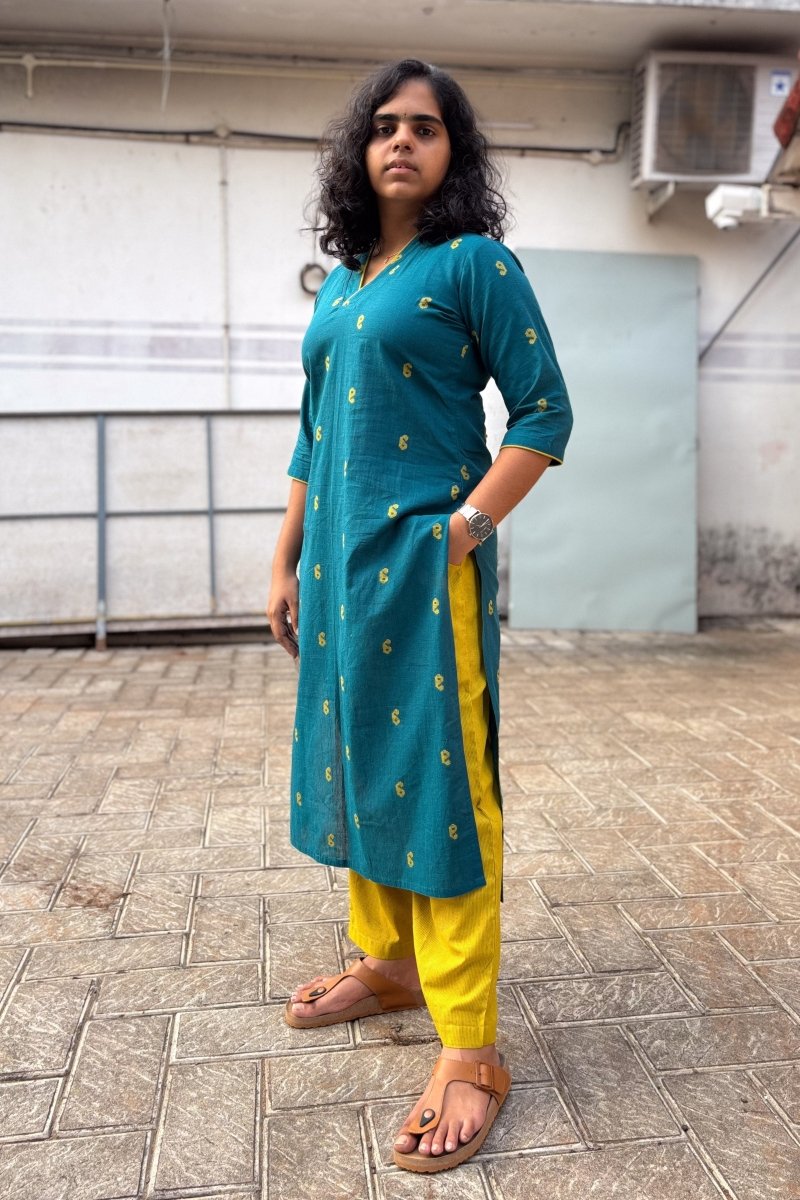 Peacock South Cotton Straight Kurta - Lobha Deepthis