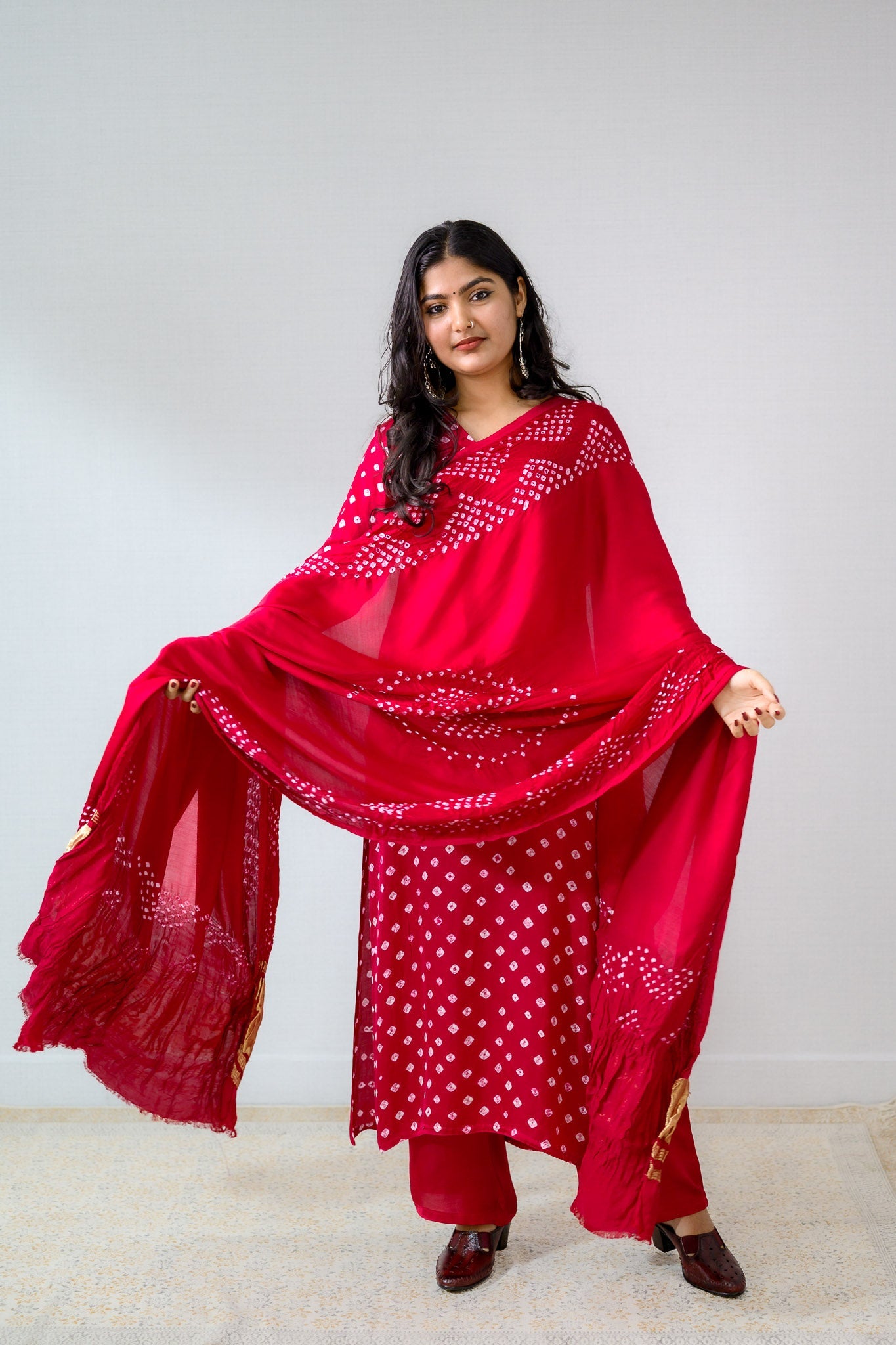 Pink Rani Modal Bandhani Dupatta - Lobha Deepthis