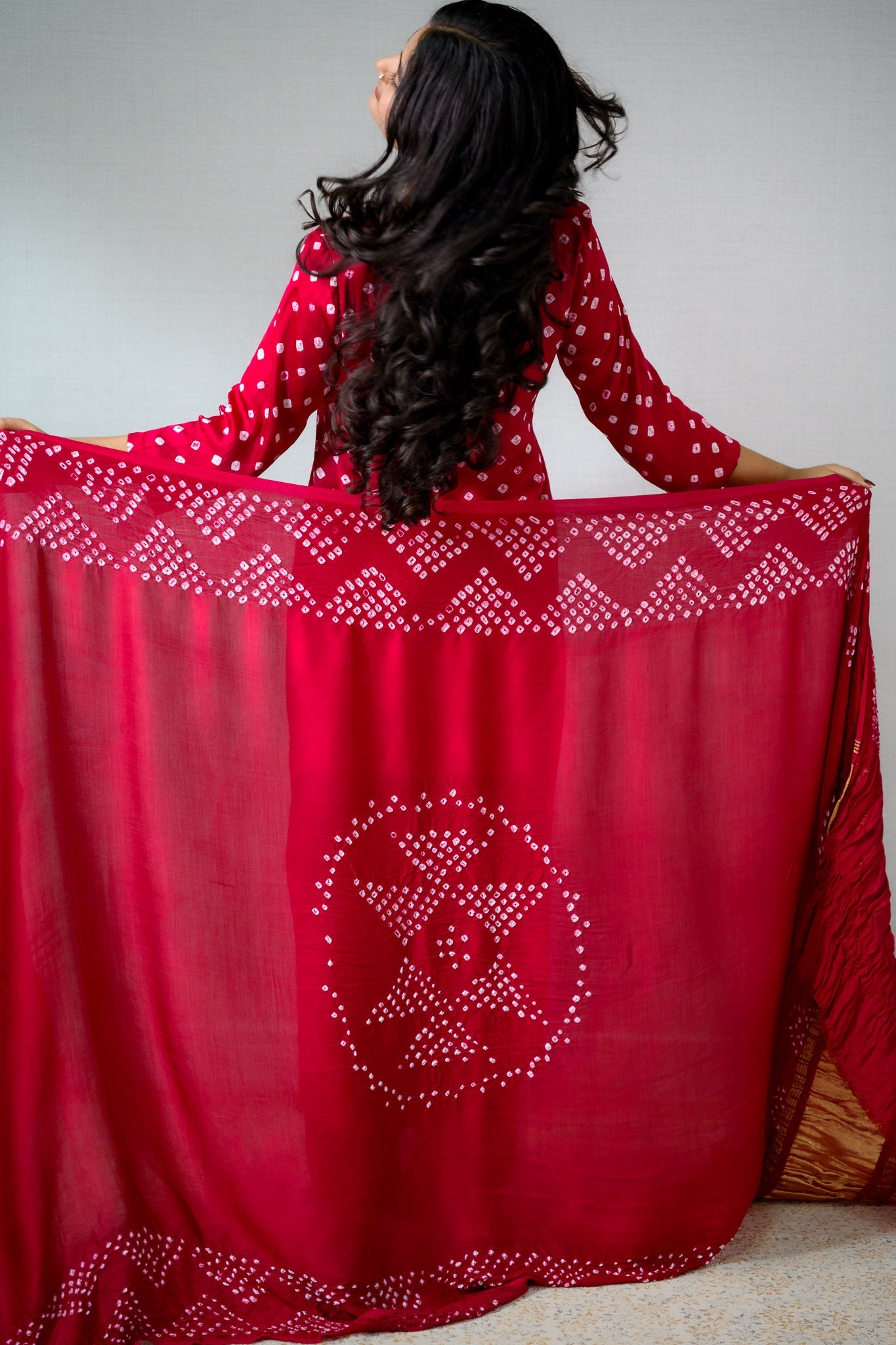 Pink Rani Modal Bandhani Dupatta - Lobha Deepthis