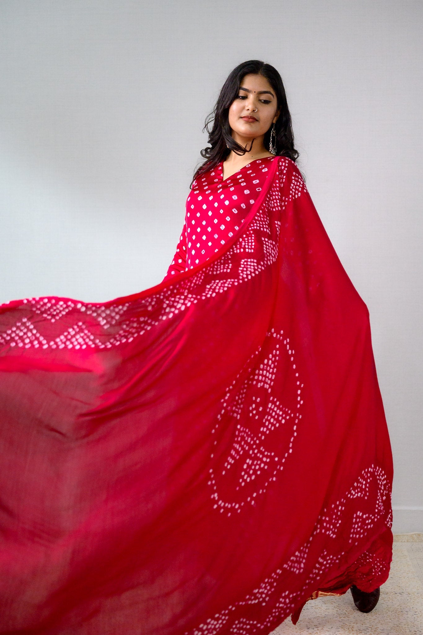 Pink Rani Modal Bandhani Dupatta - Lobha Deepthis