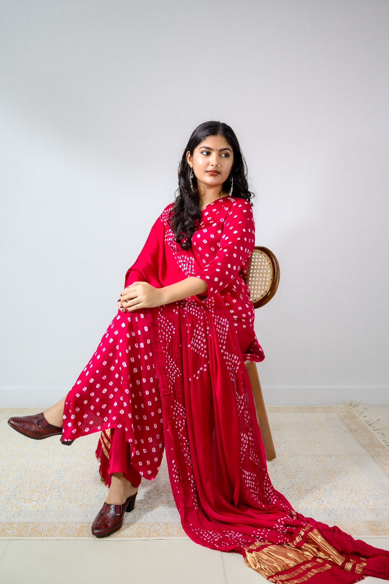Pink Rani Modal Bandhani Dupatta - Lobha Deepthis