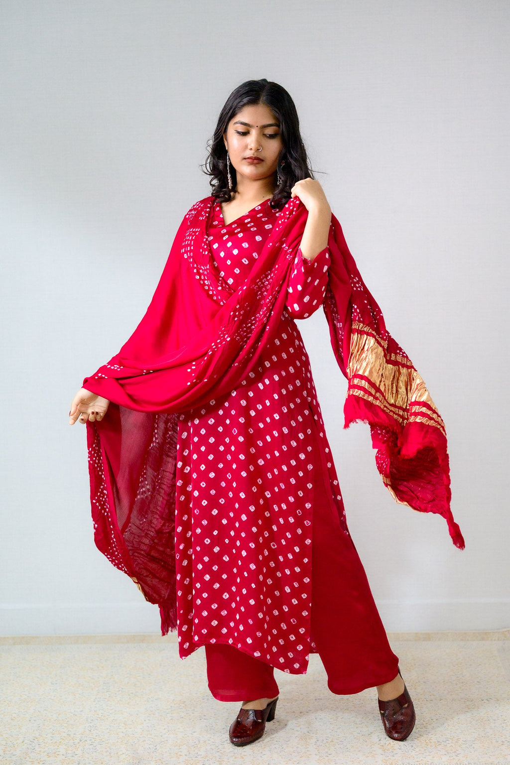 Pink Rani Modal Bandhani Kurta - Lobha Deepthis