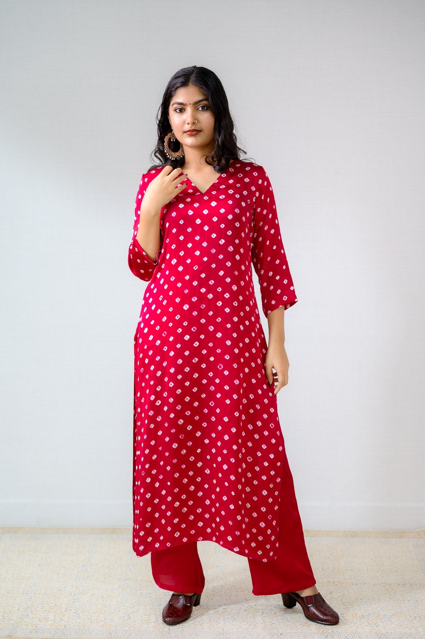 Pink Rani Modal Bandhani Kurta - Lobha Deepthis