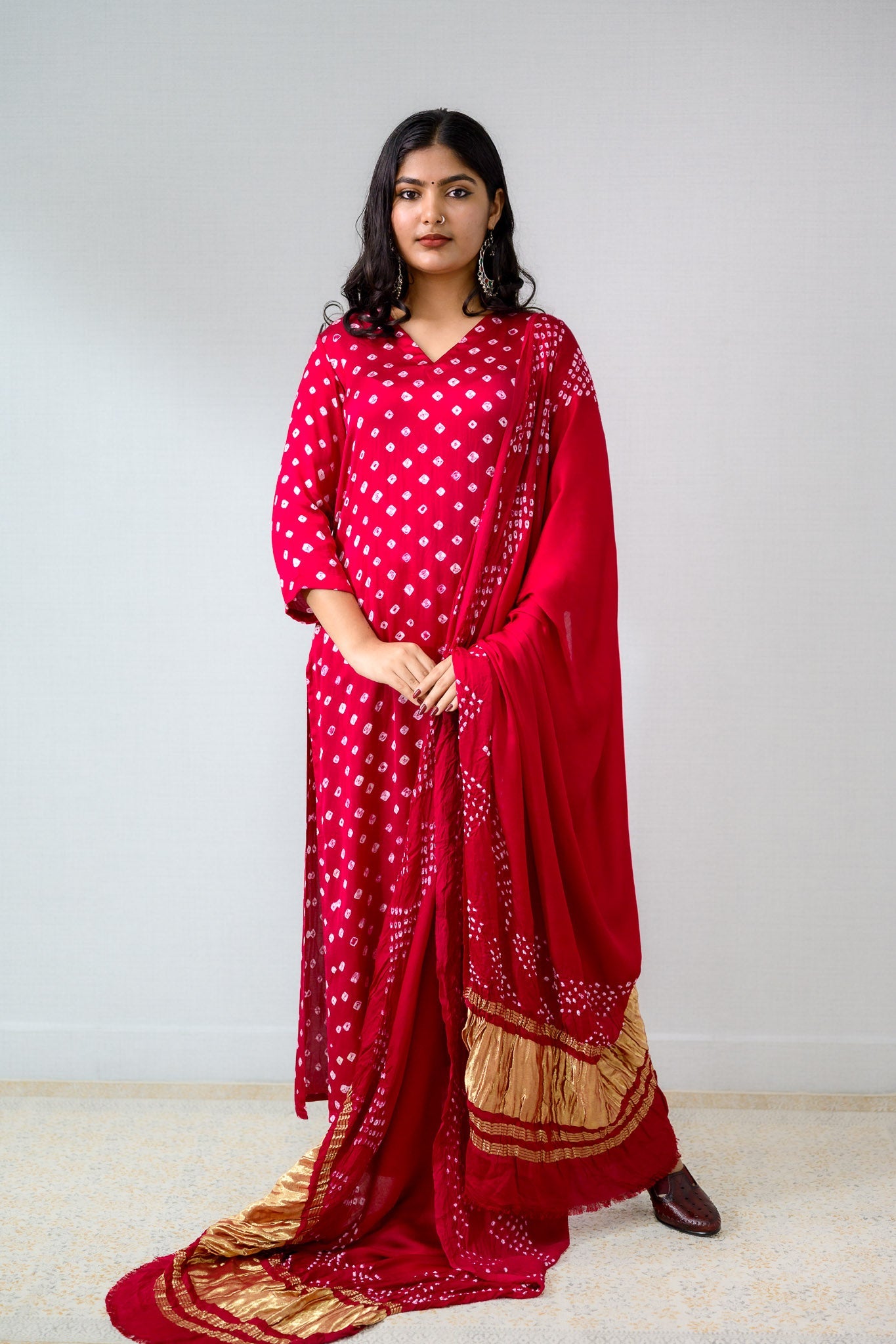 Pink Rani Modal Bandhani Kurta - Lobha Deepthis