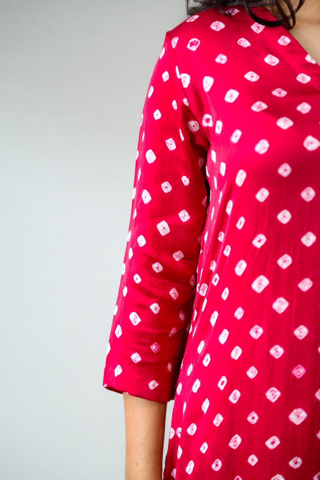 Pink Rani Modal Bandhani Kurta - Lobha Deepthis