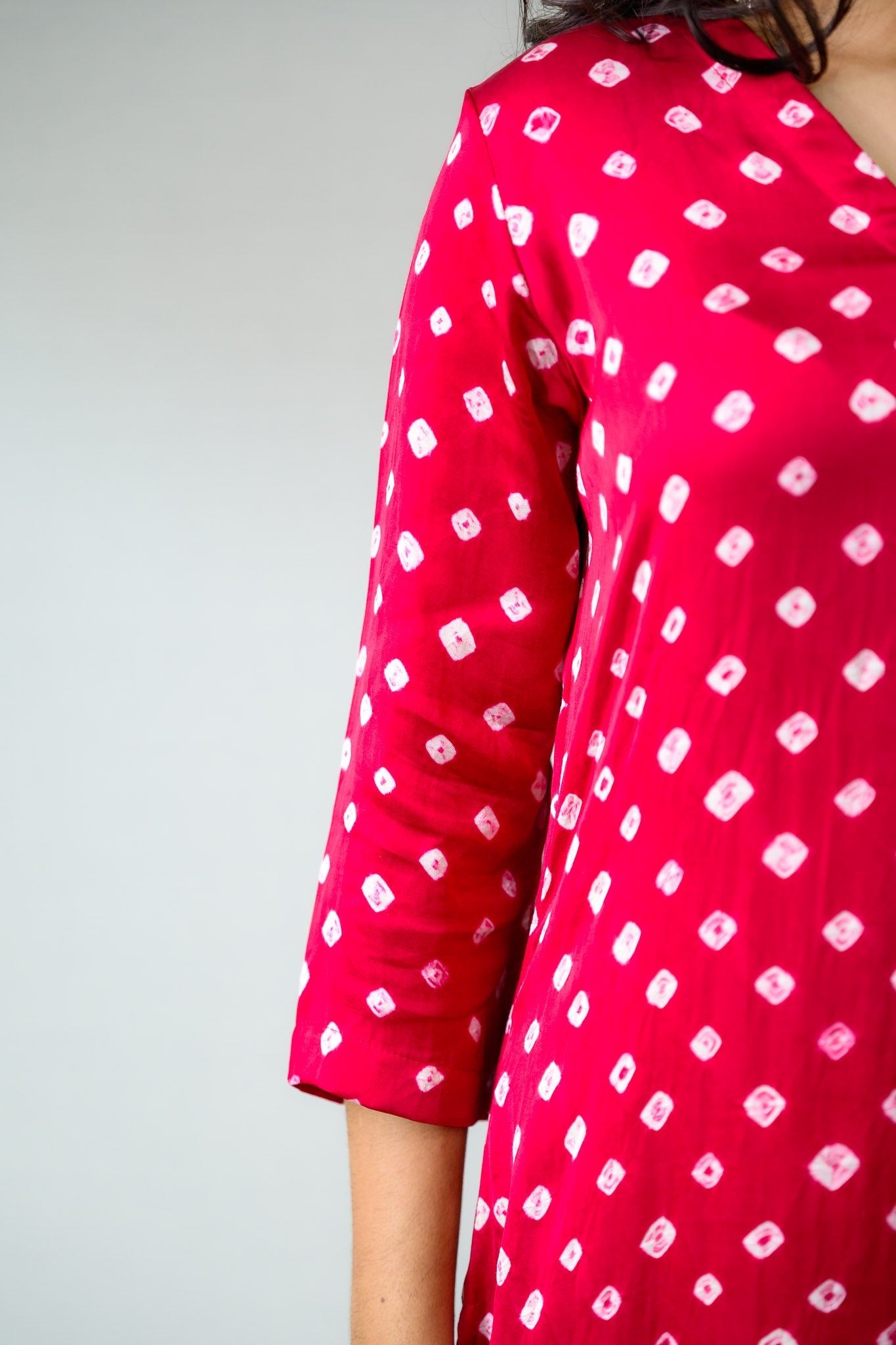 Pink Rani Modal Bandhani Kurta - Lobha Deepthis