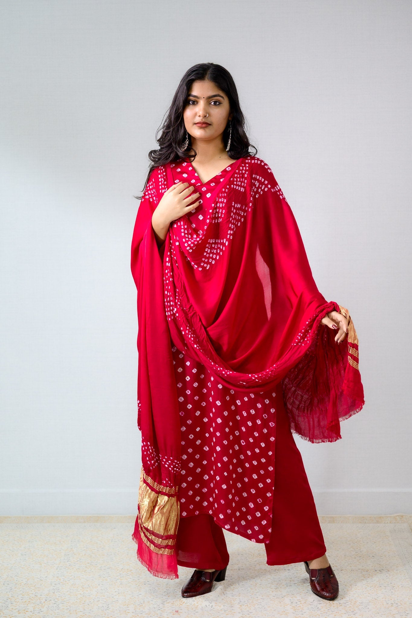 Pink Rani Modal Bandhani Kurta - Lobha Deepthis