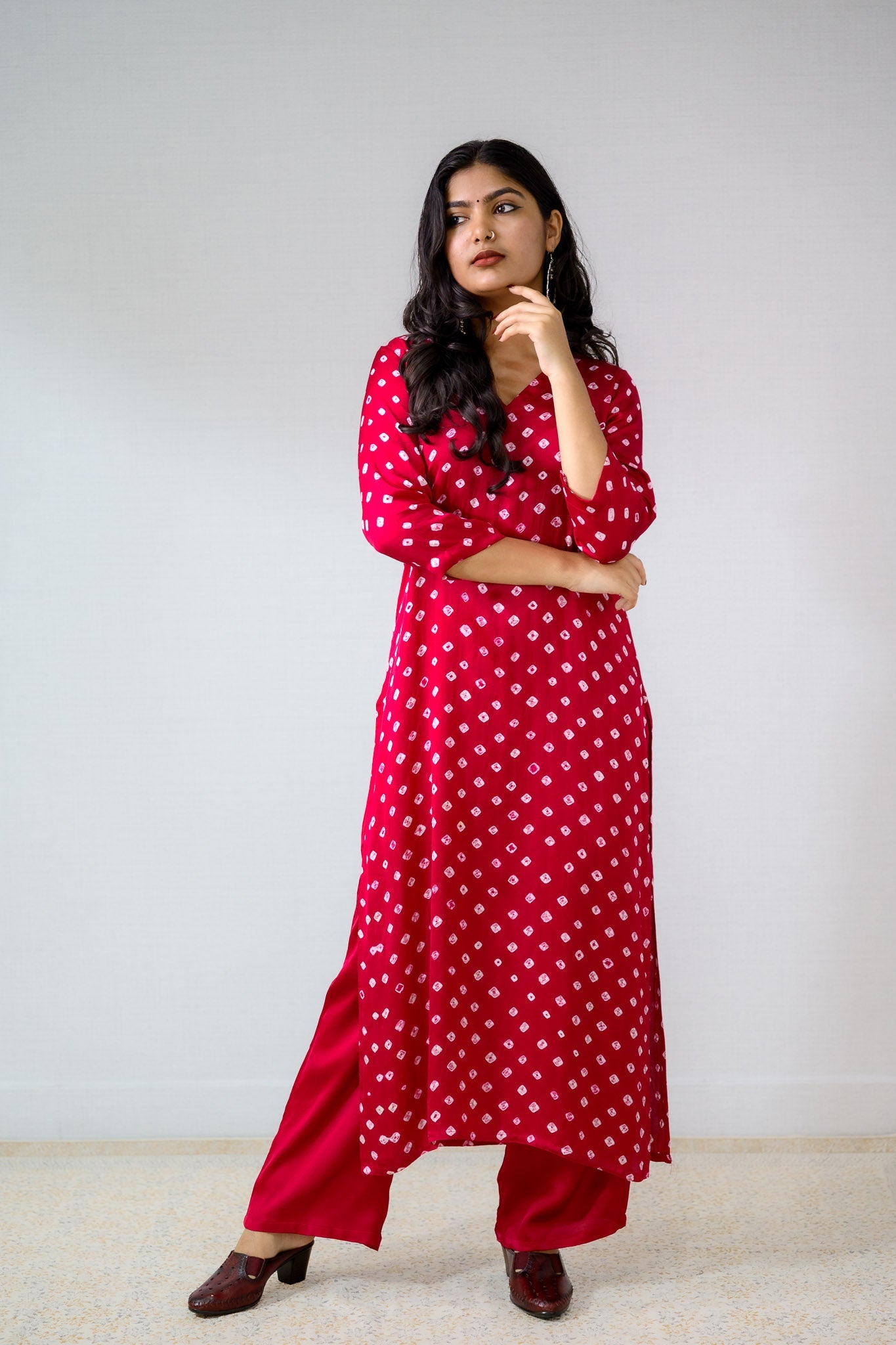 Pink Rani Modal Bandhani Kurta - Lobha Deepthis