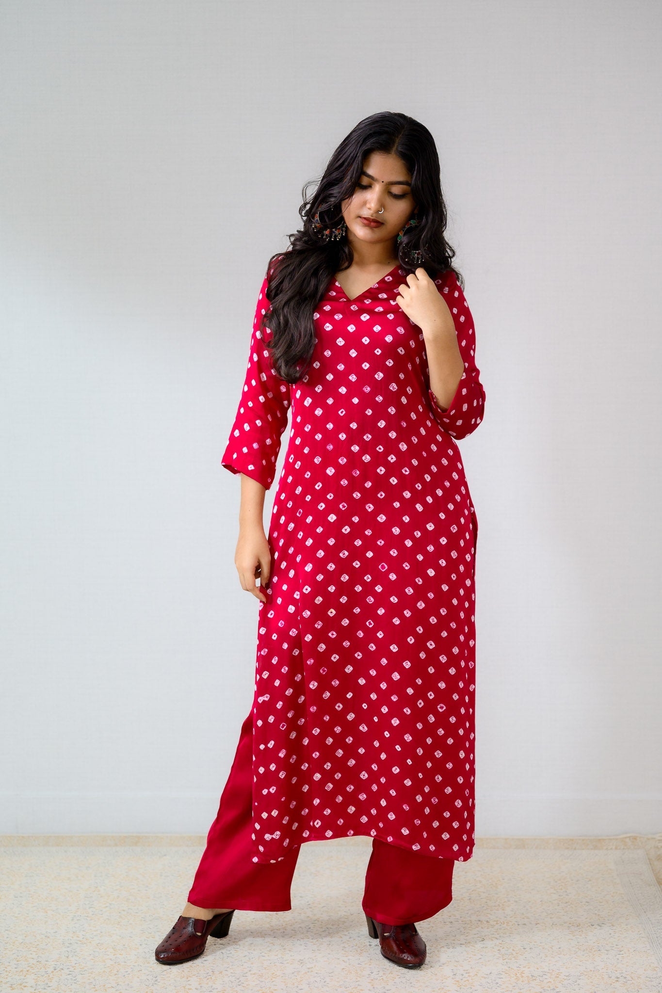 Pink Rani Modal Bandhani Kurta - Lobha Deepthis