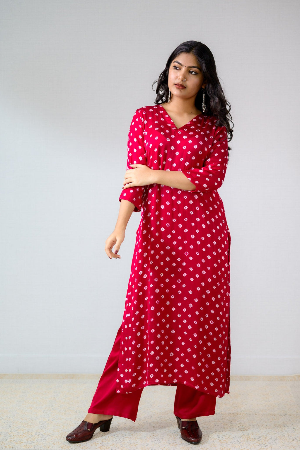Pink Rani Modal Bandhani Kurta - Lobha Deepthis