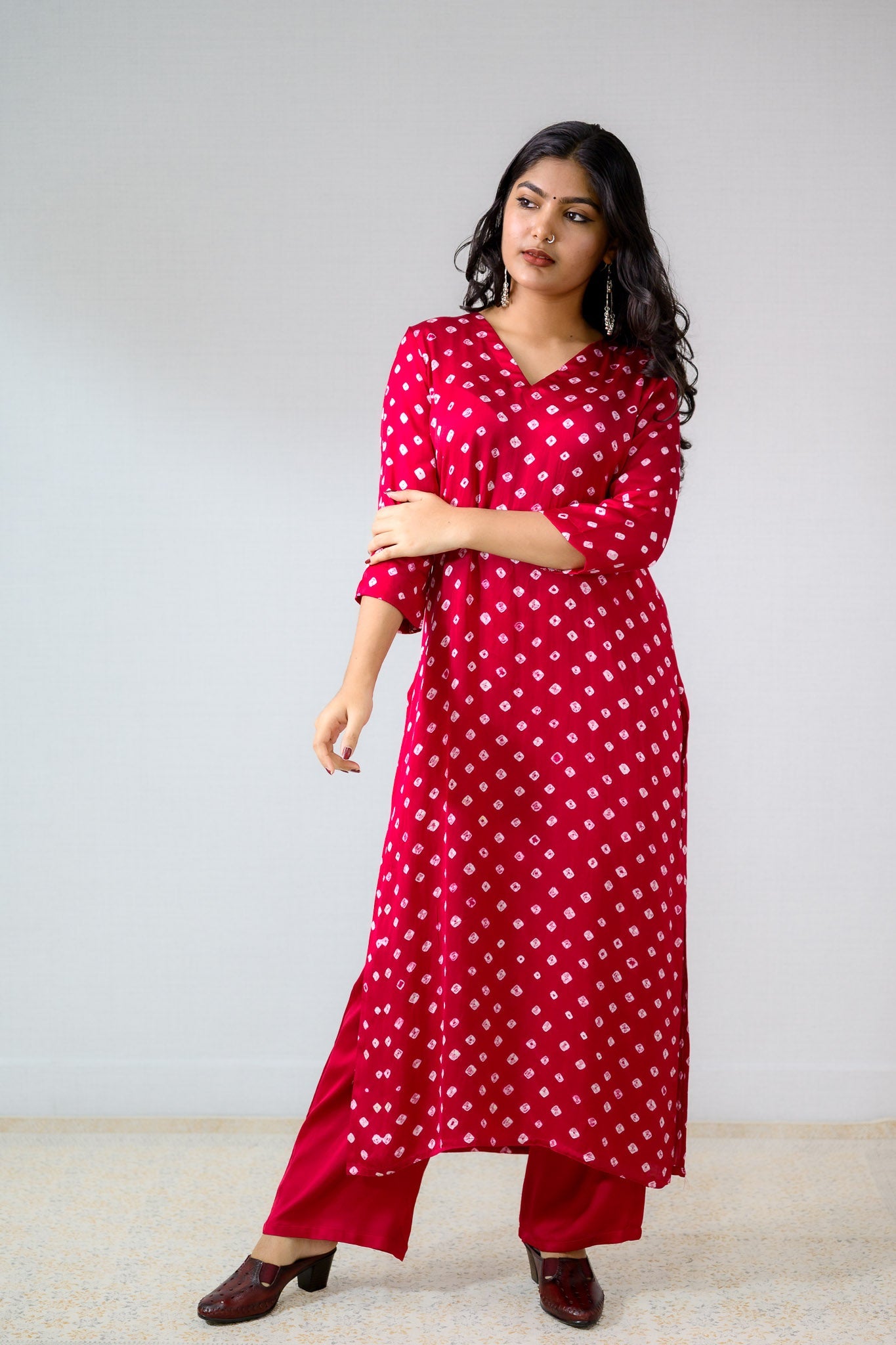 Pink Rani Modal Bandhani Kurta - Lobha Deepthis