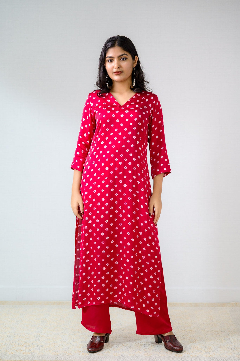 Pink Rani Modal Bandhani Kurta - Lobha Deepthis