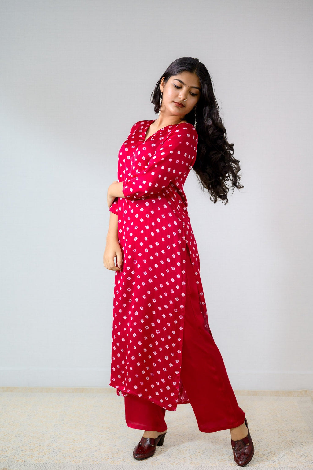 Pink Rani Modal Bandhani Kurta - Lobha Deepthis