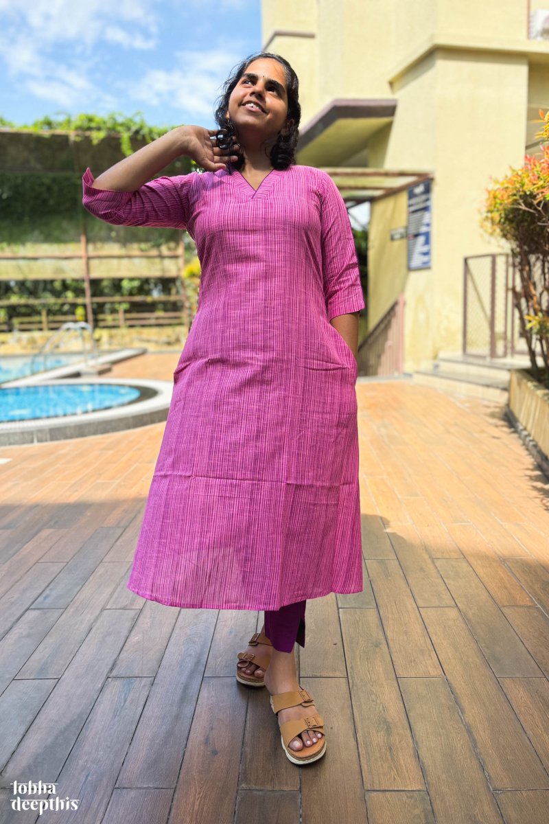 Pink South Cotton Kurta - Lobha Deepthis