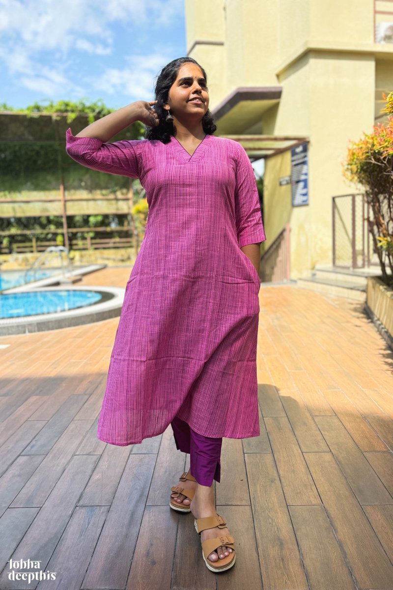 Pink South Cotton Kurta - Lobha Deepthis