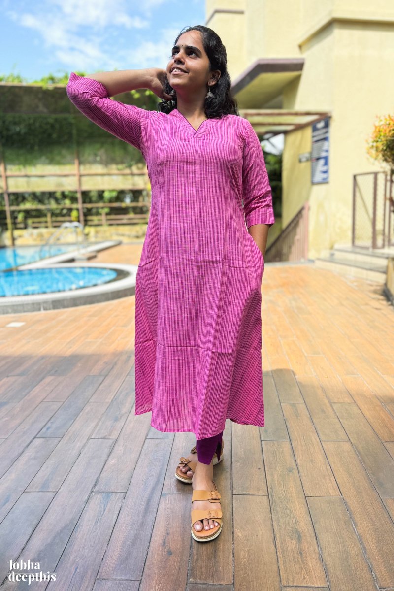 Pink South Cotton Kurta - Lobha Deepthis