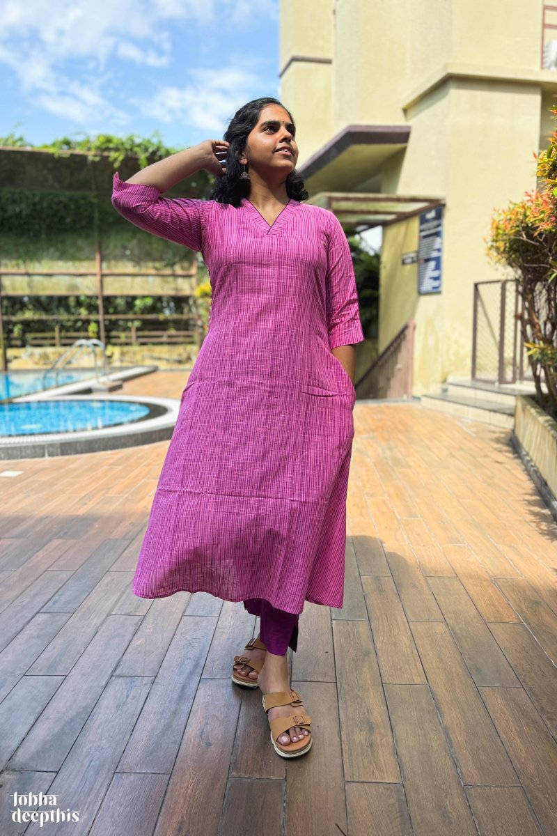 Pink South Cotton Kurta - Lobha Deepthis