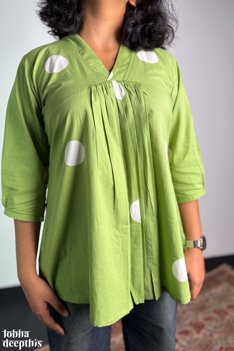 Polkas in Meadow Short Top - Lobha Deepthis