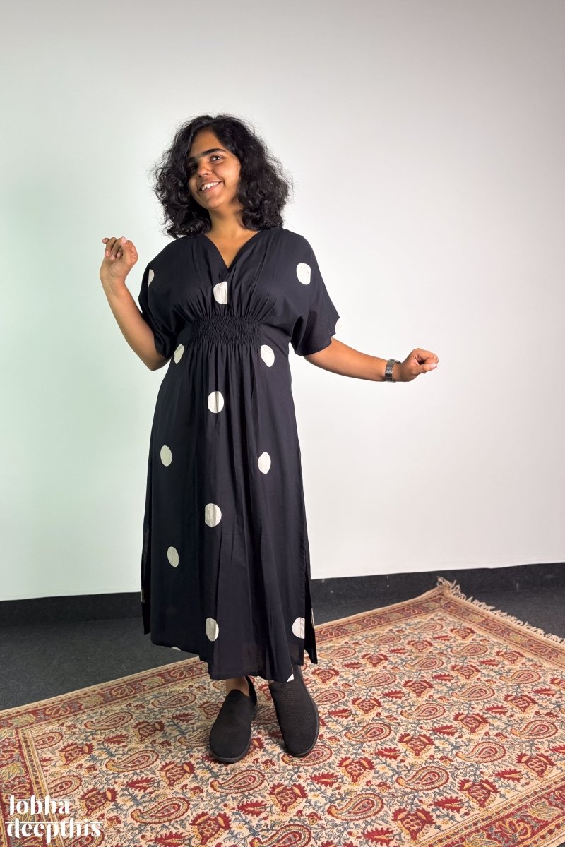 Polkas in Noir Maxi Dress - Lobha Deepthis