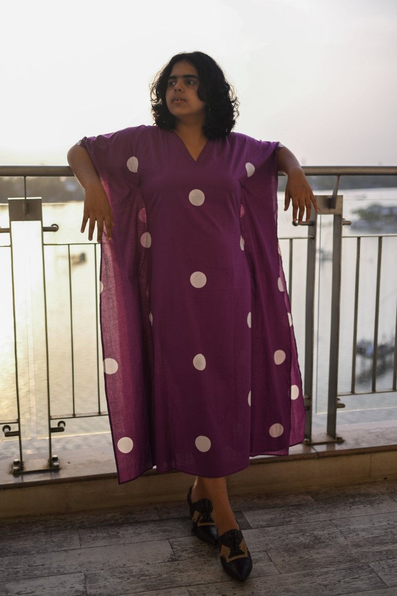 Polkas in Violet Kaftan - Lobha Deepthis