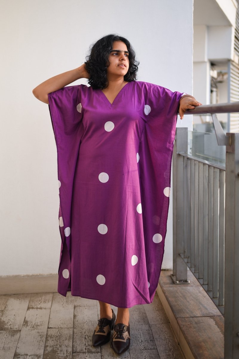 Polkas in Violet Kaftan - Lobha Deepthis